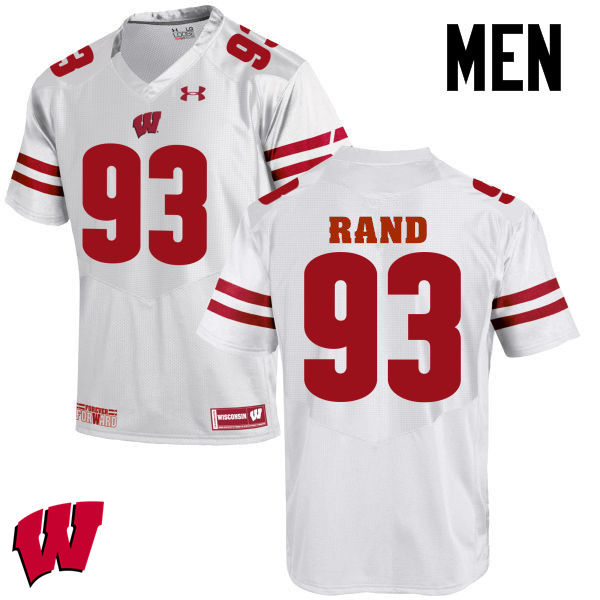 Men Wisconsin Badgers #93 Garrett Rand College Football Jerseys-White - Click Image to Close